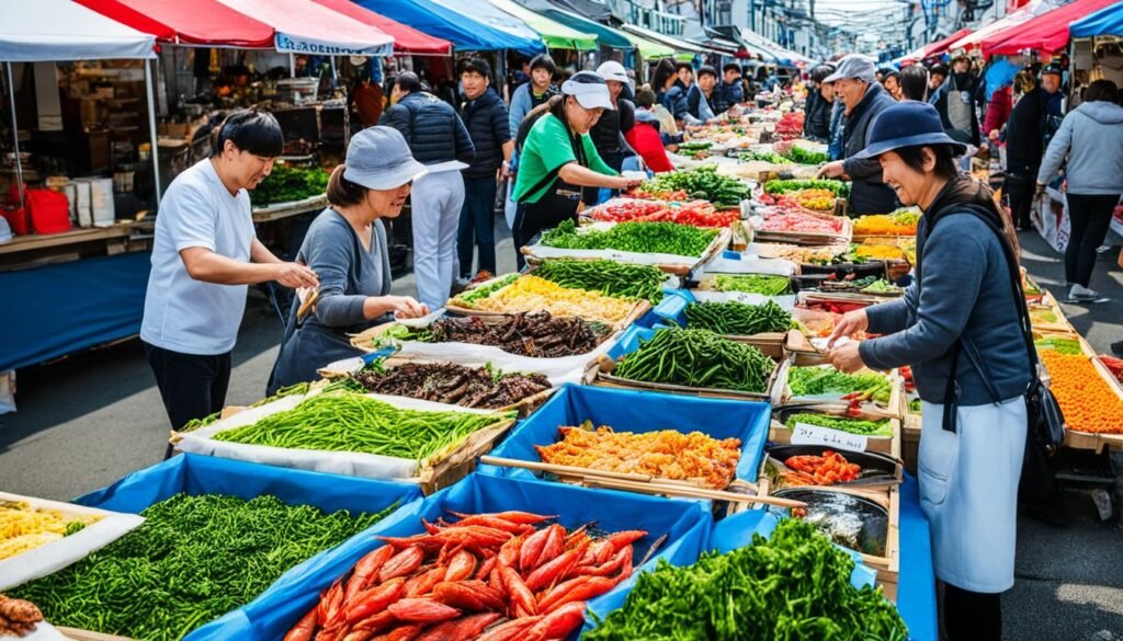 제주 애월 오일장의 전통시장 풍경